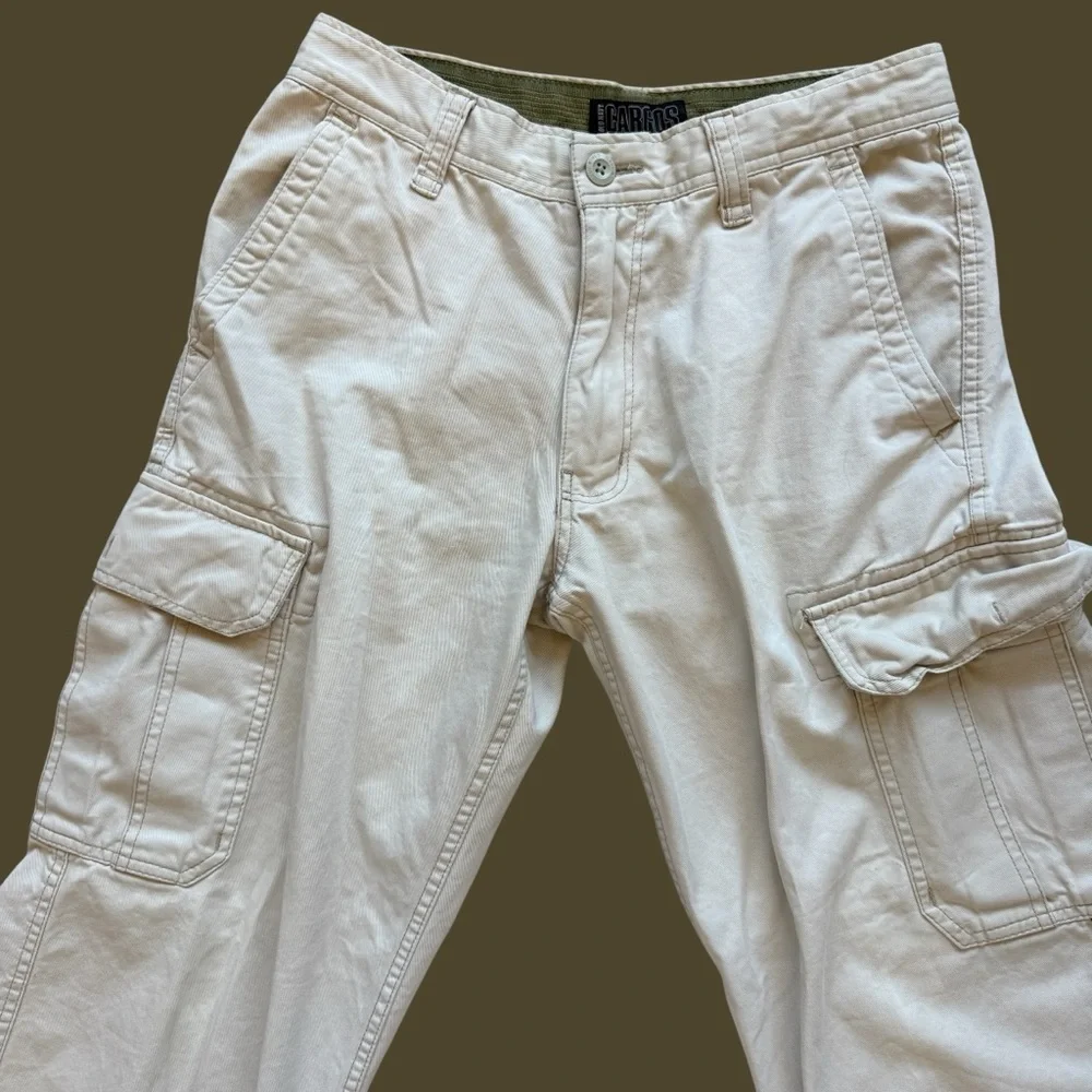 VTG! 2007 Old Navy Cargo Pants Mens 29x30 Beige Y2K Utility Straight Leg Casual